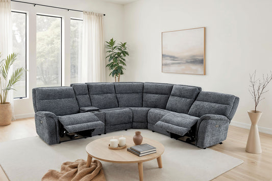 Mattheus Charcoal Gray Power Sectional