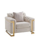 Chloe Beige Chair with Gold Trim