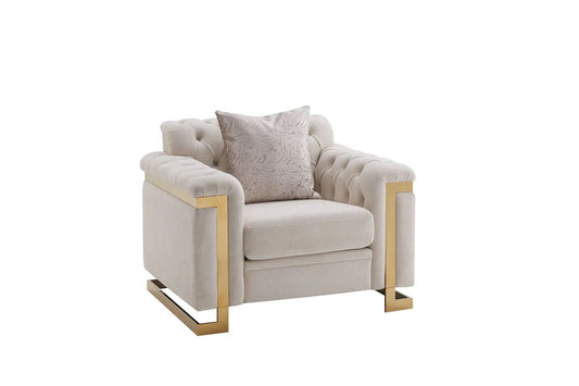 Chloe Beige Chair with Gold Trim