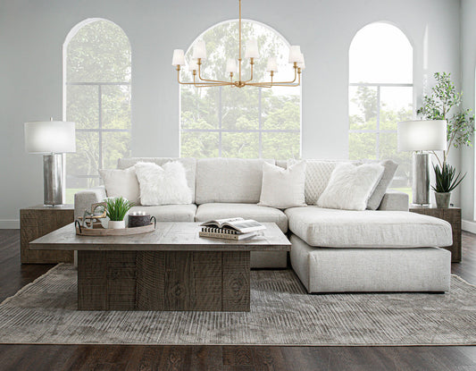 Como Chaise Sofa Sectional Neutral Fabric