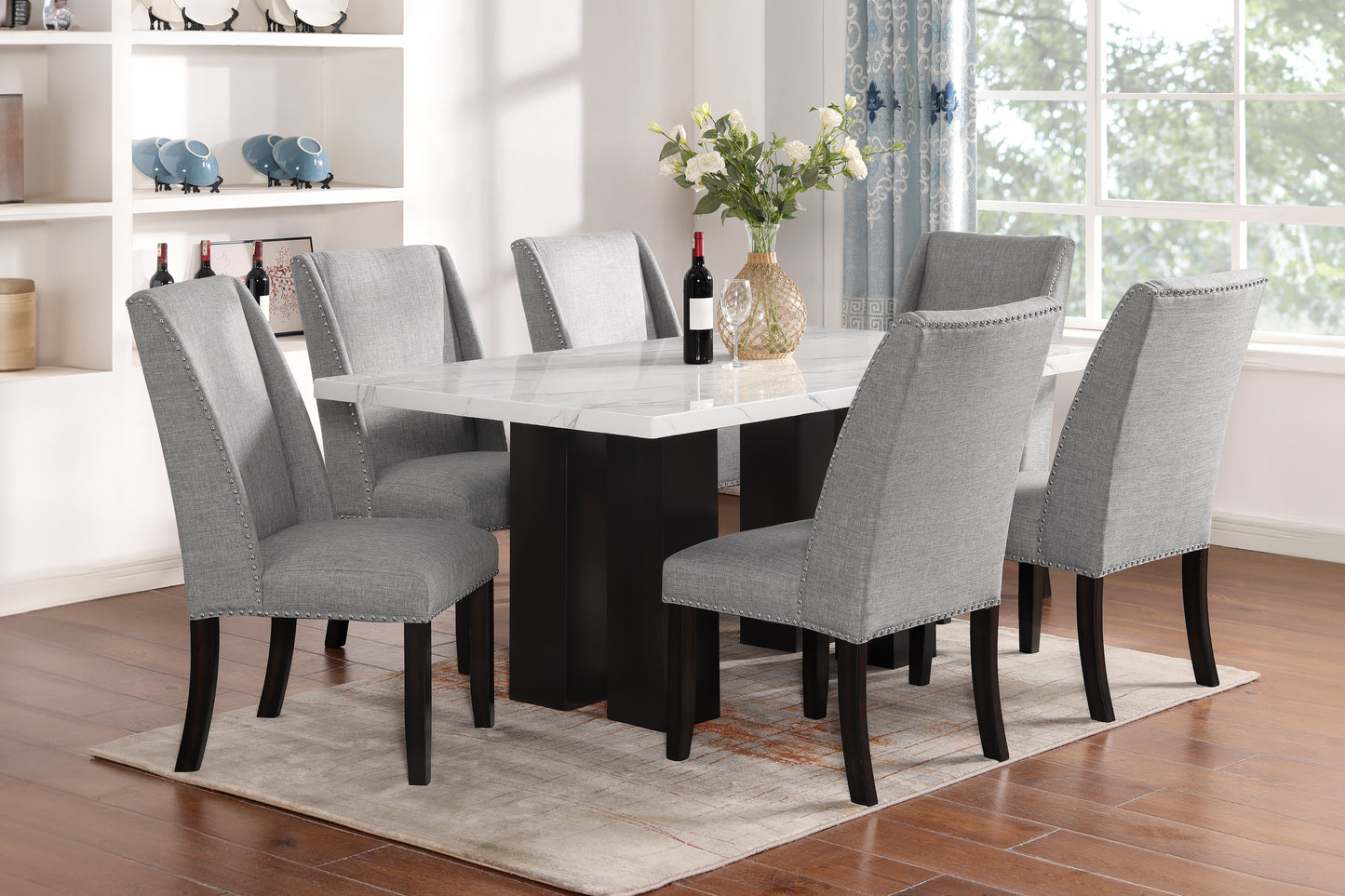 Faust Adjustable Height Dining Set Marble Top