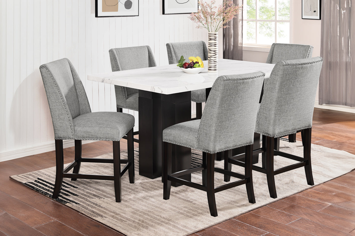 Faust Adjustable Height Dining Set Marble Top