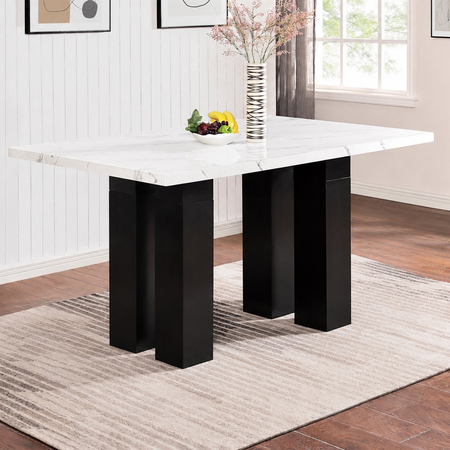 Faust Adjustable Height Dining Set Marble Top