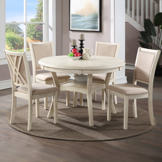 Amy 5 Pc Round Bisque Dining Collection
