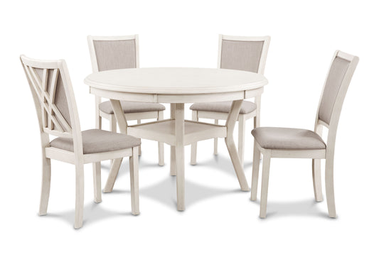 Amy 5 Pc Round Bisque Dining Collection