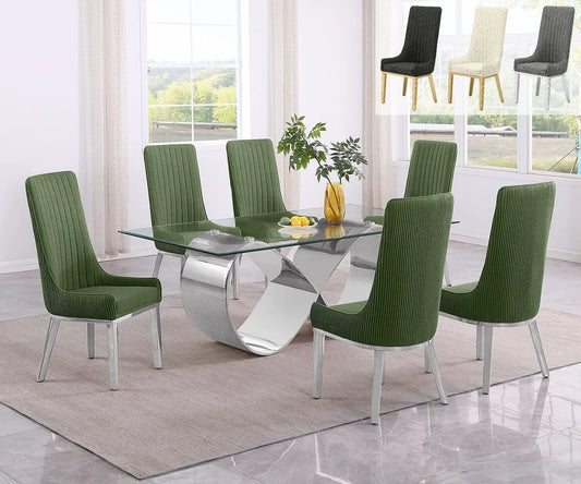D406 Stainless Steel Glass Dining Set - Many Options