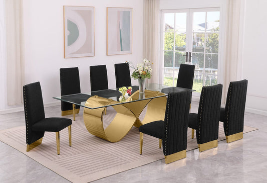 Best Quality D409 Glass Top 9 Pc Dining Set