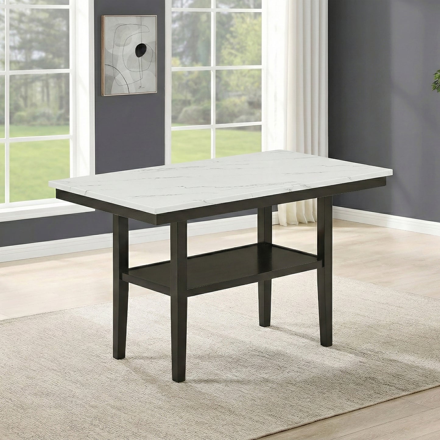 Carissa 6 Pc Dining Set w/Storage Shelf