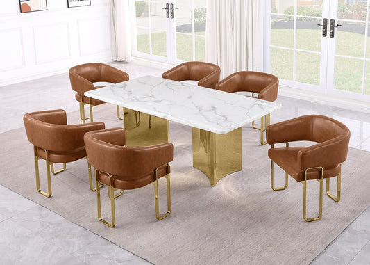 D461 Marble Top 7 Pc Dining Set
