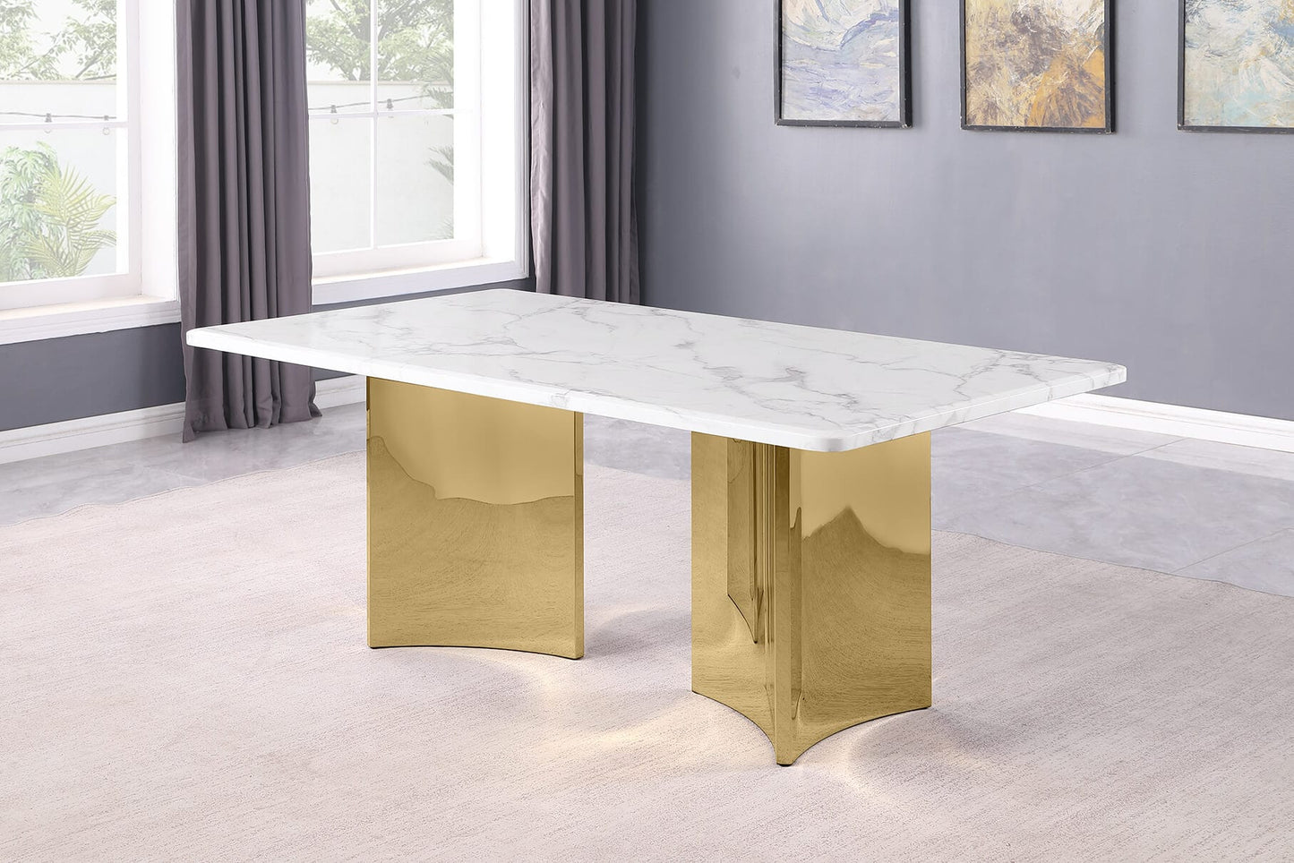 D461 Marble Top 7 Pc Dining Set