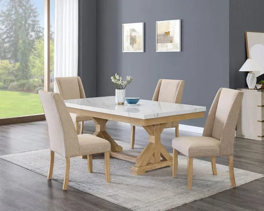 D521 White Marble Top Dining Collection