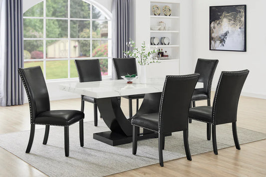 McFerran D6051 Faux Marble 7 Pc Dining Set