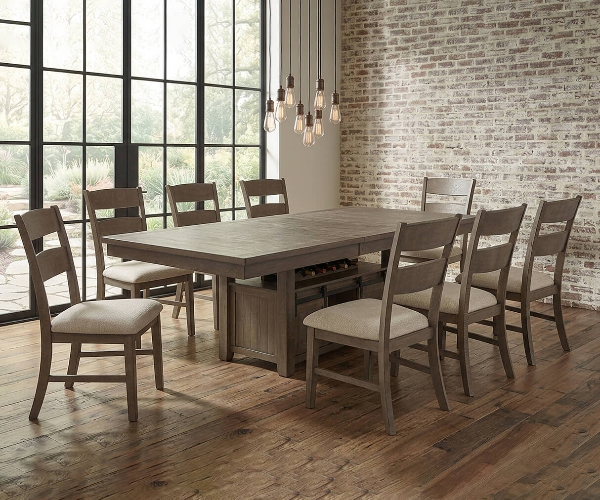 D760 Walnut Finish Extendable Dining Set