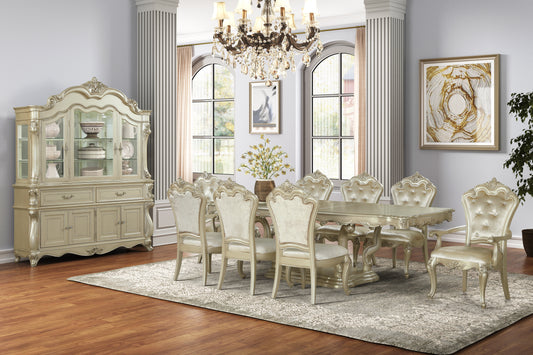 Monique Champagne Finish 9 Pc Dining Set
