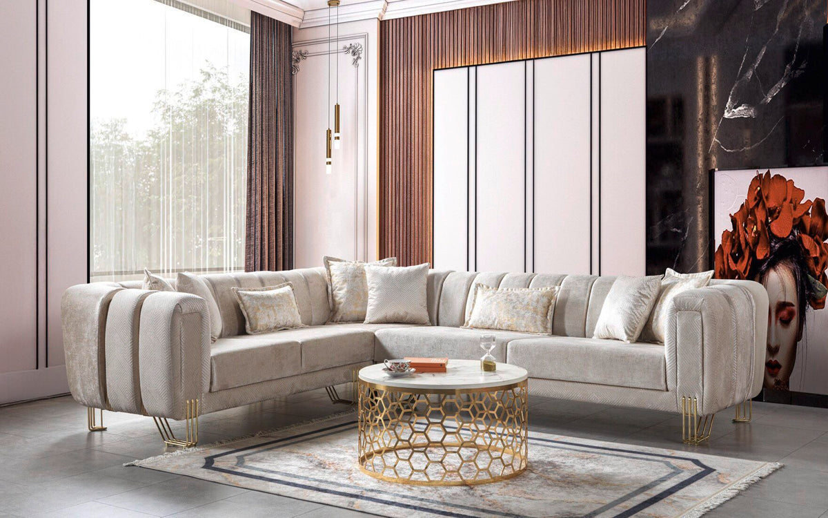 Diamond Ivory Sectional by Demka Furnishings