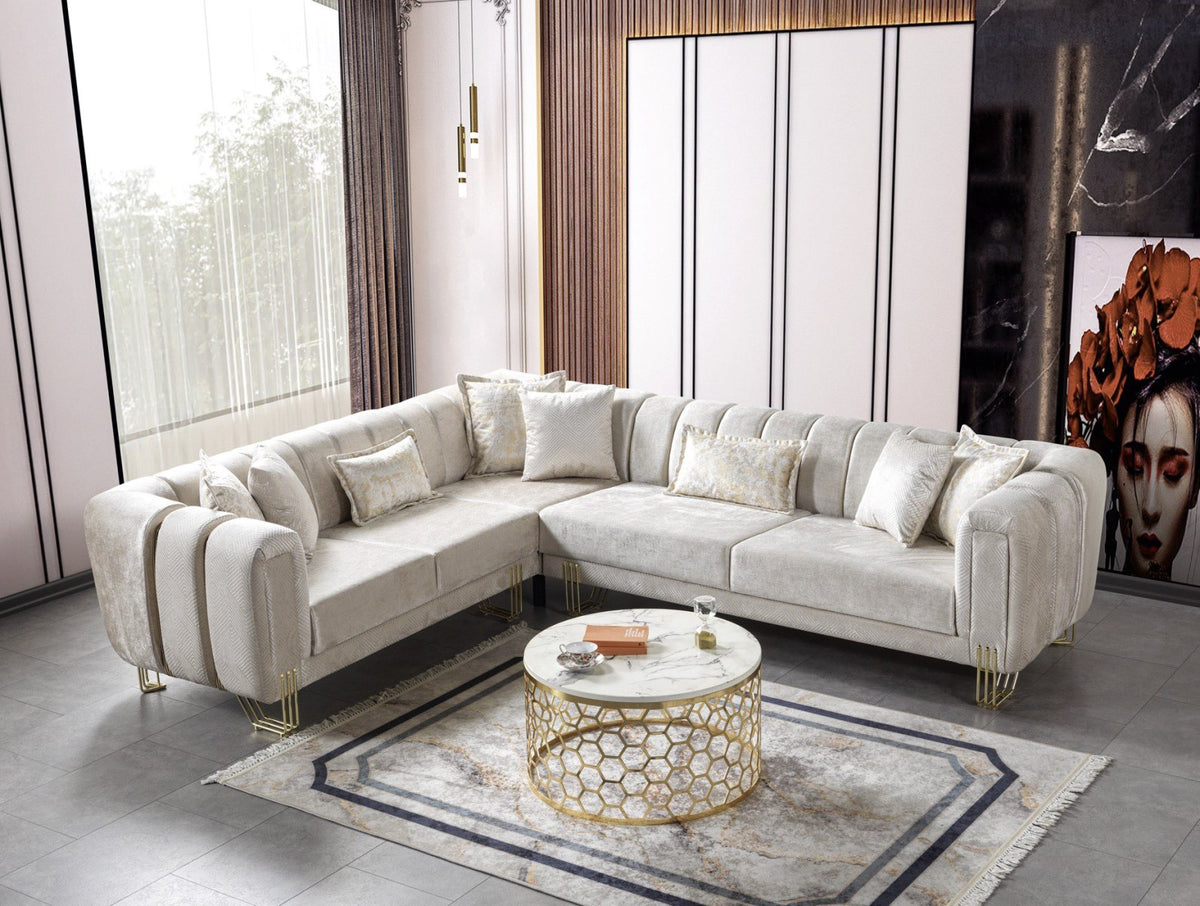 Diamond Ivory Sectional by Demka Furnishings