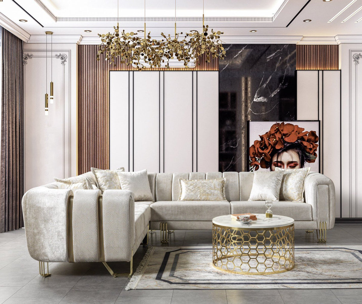 Diamond Ivory Sectional by Demka Furnishings