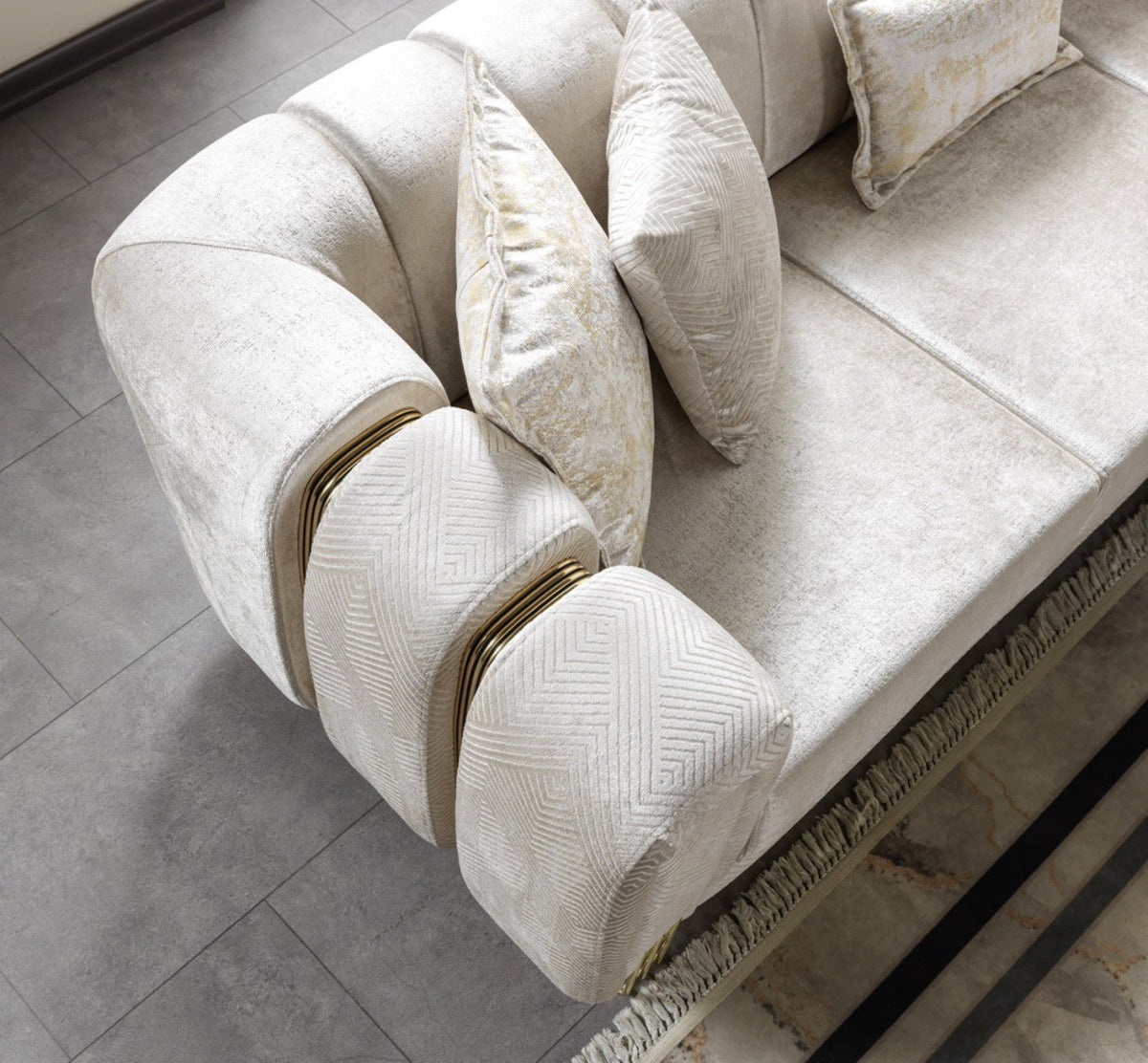Diamond Ivory Sectional by Demka Furnishings