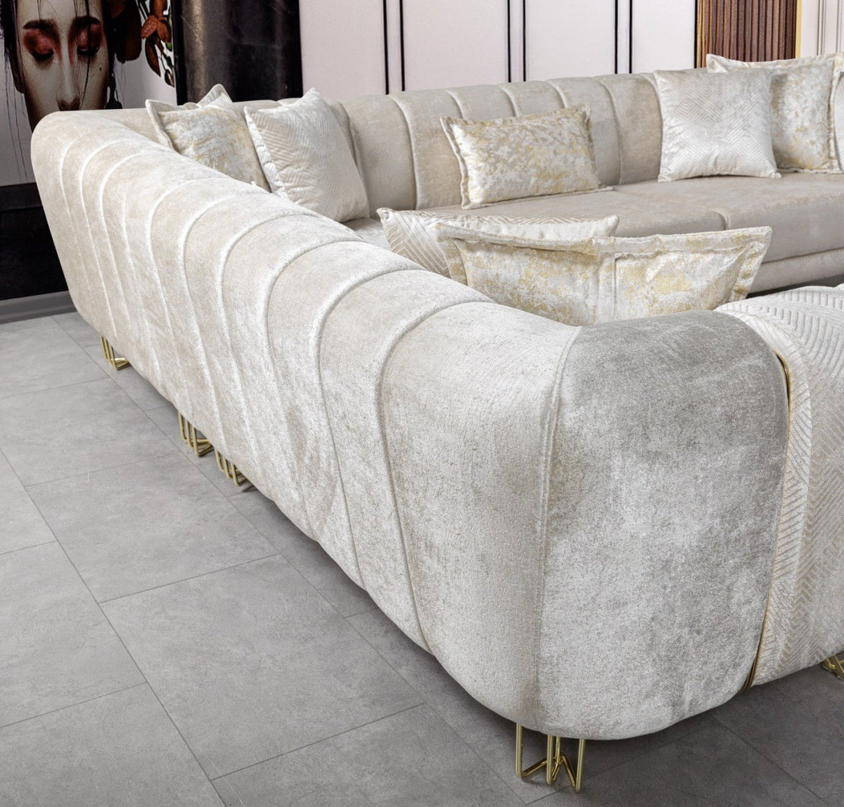 Diamond Ivory Sectional by Demka Furnishings