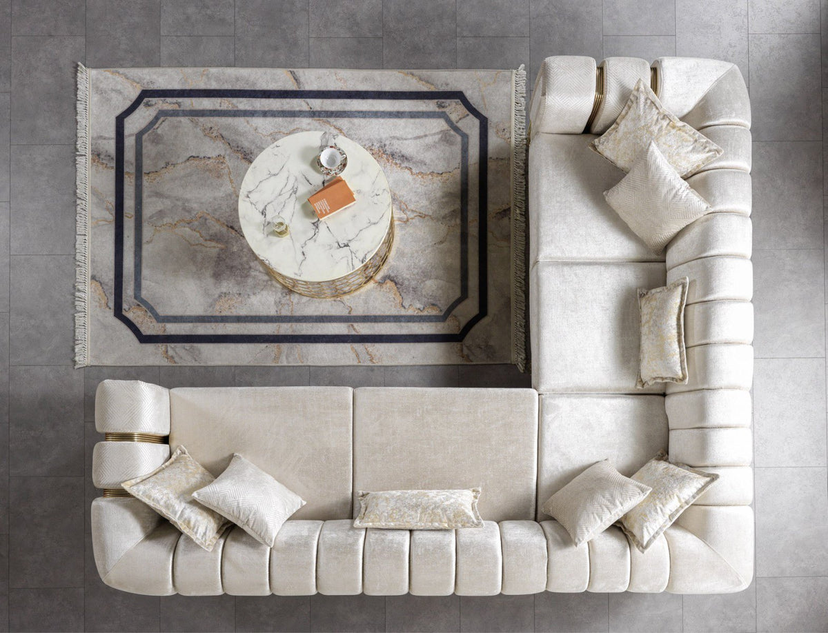 Diamond Ivory Sectional by Demka Furnishings