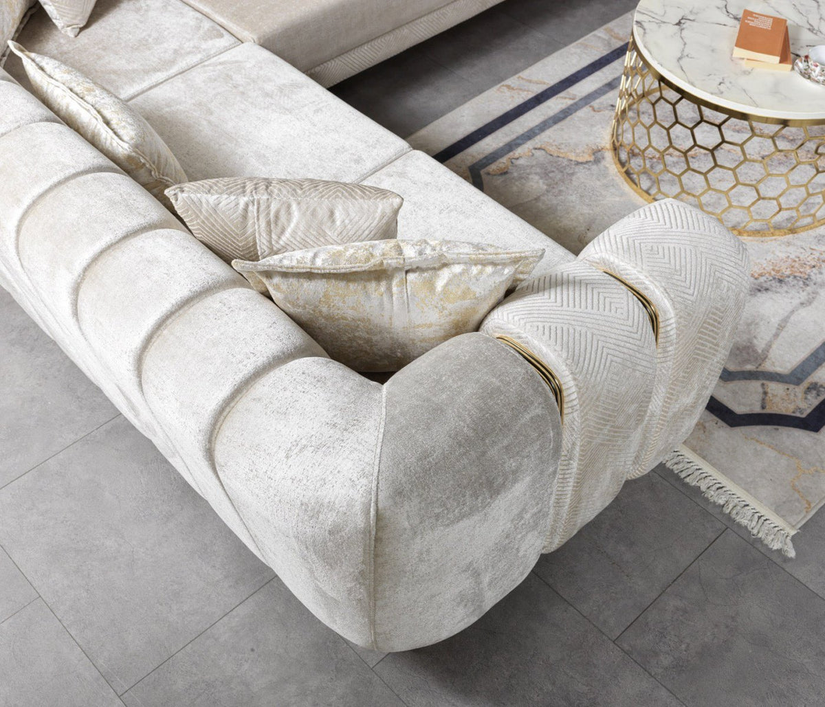 Diamond Ivory Sectional by Demka Furnishings