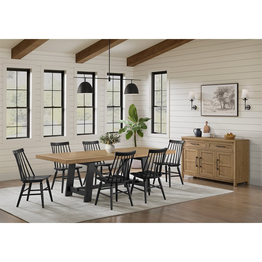 Charleston Trestle Dining Set Natural & Black