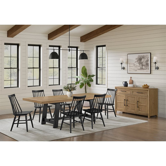 Charleston Trestle Dining Set Natural & Black