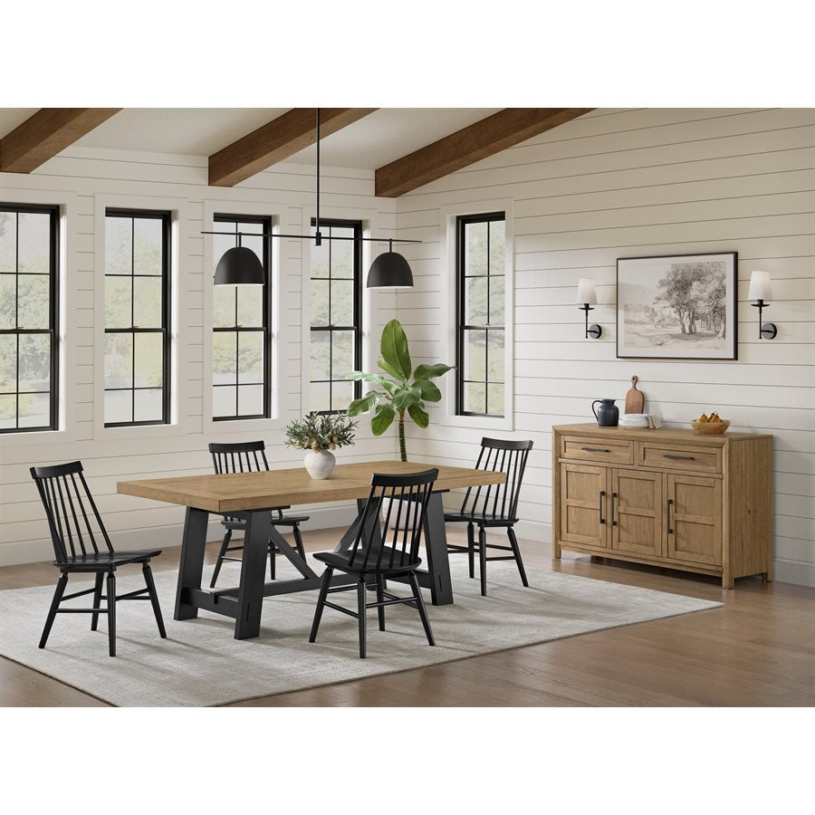 Charleston Trestle Dining Set Natural & Black