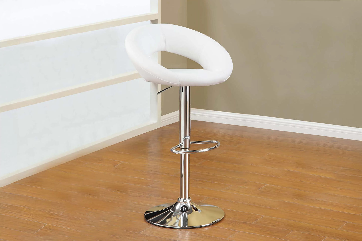Poundex F1554 White Adjustable Bar Stool