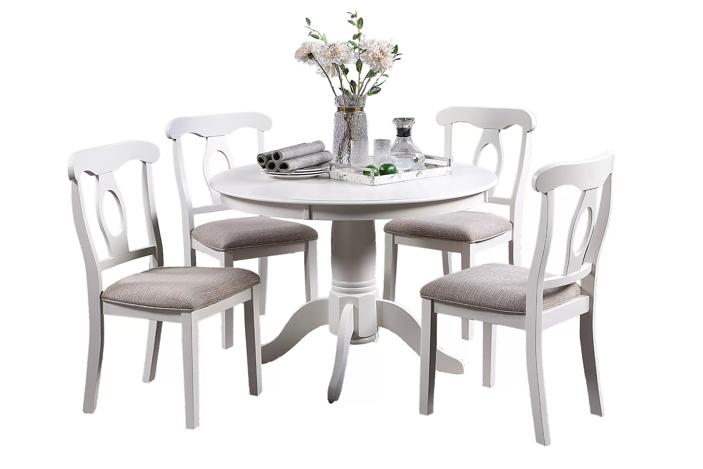 F2560 Classic Design 5 Pc Dining Set - White