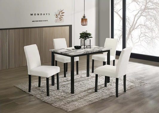 Poundex F2629 Faux Marble 5 Pc Dining Set