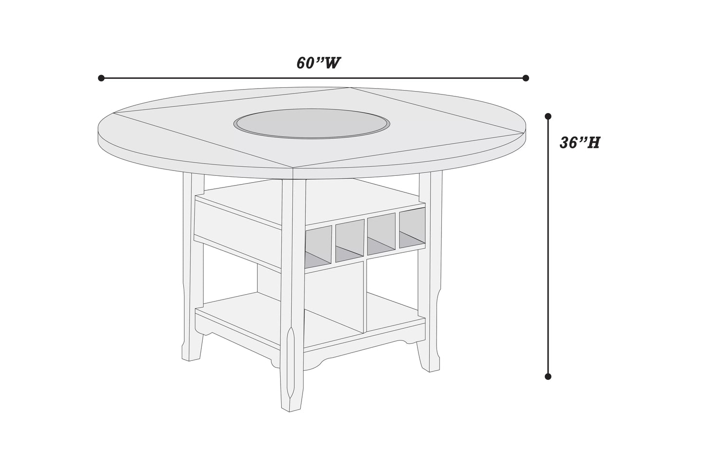 F2702 Dining Set Built in Leaf & Lazy Susan