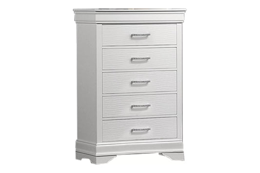 Poundex F5584 White 5 Drawer Chest