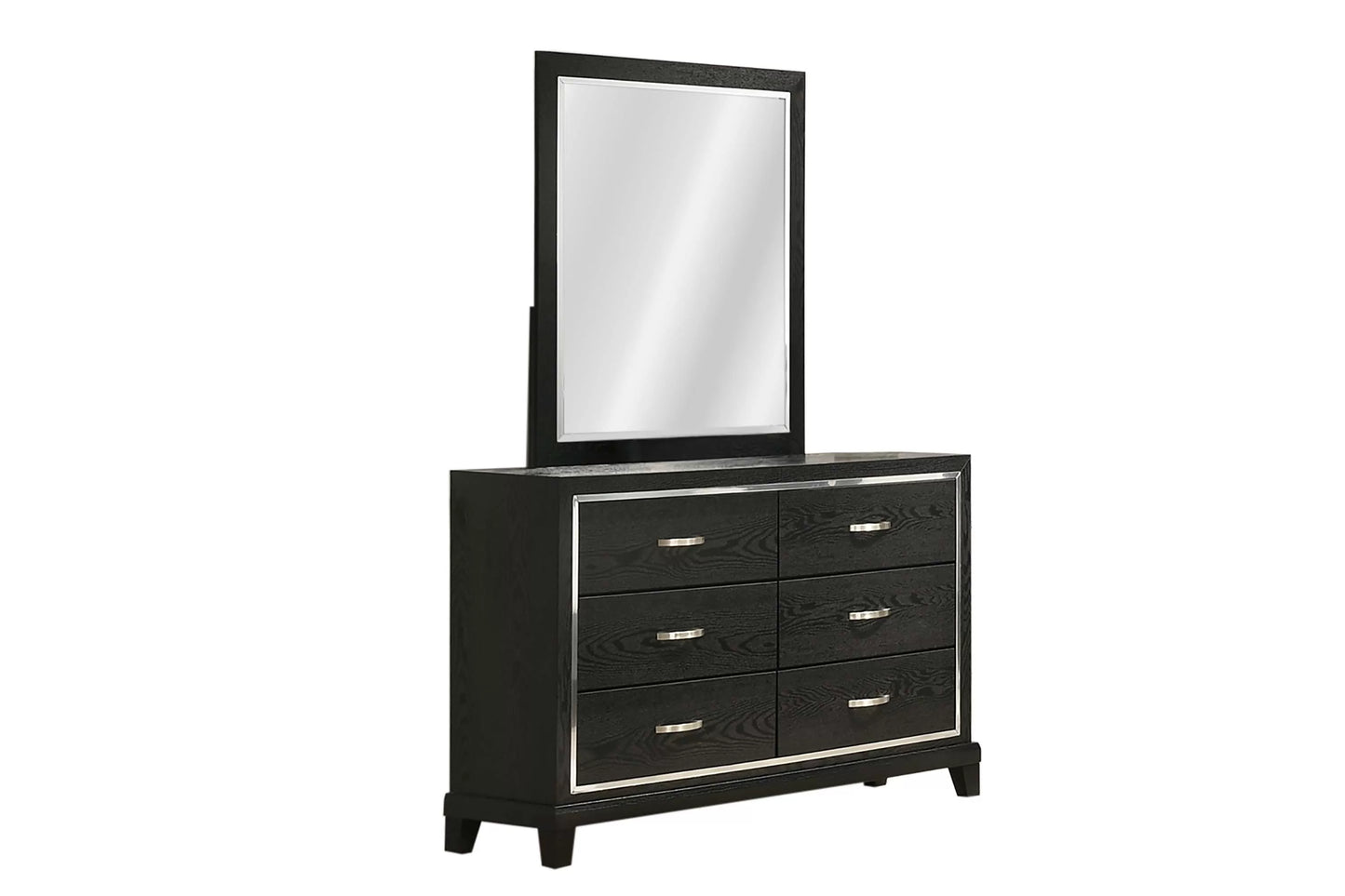 F9461 Black Faux Leather Queen 4 Pc Bedroom Set