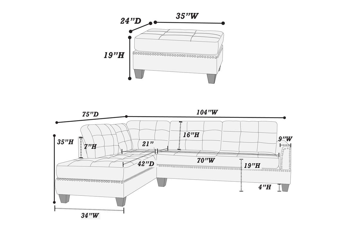 F6506 La Jolla Sectional by Poundex - 3 Color Choices