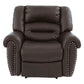 Sillón reclinable marrón con borde de clavo