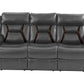 Manhattan F6798 Motion Sofa by Poundex - Grey Leatherette
