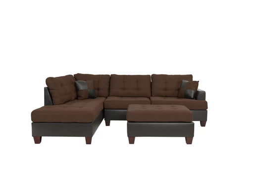 Poundex F6857 Chocolate Sectional