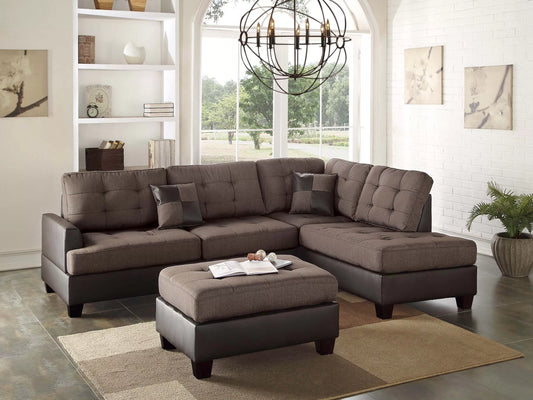 Poundex F6857 Chocolate Sectional