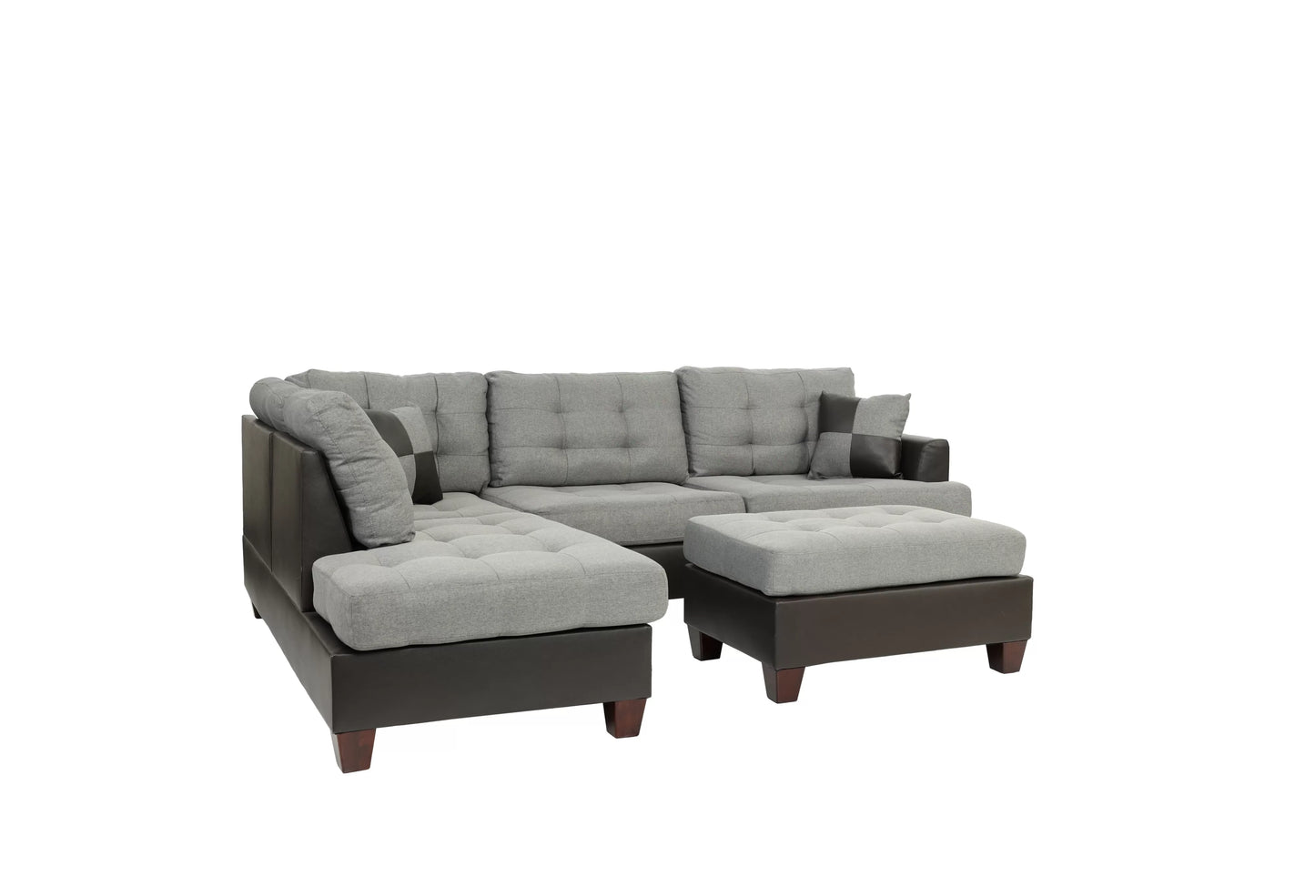 Poundex F6858 Sectional Linen Like Gray or Chocolate