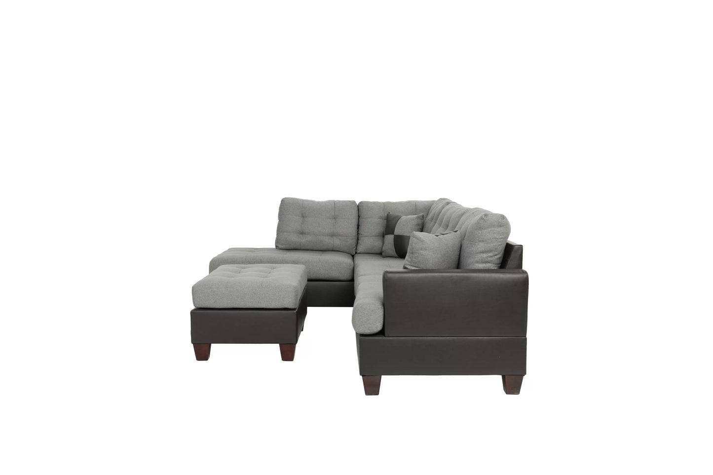 Poundex F6858 Sectional Linen Like Gray or Chocolate