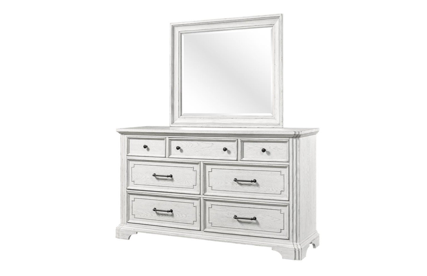 Clara 4 Pc Distressed White Finish Bedroom Set