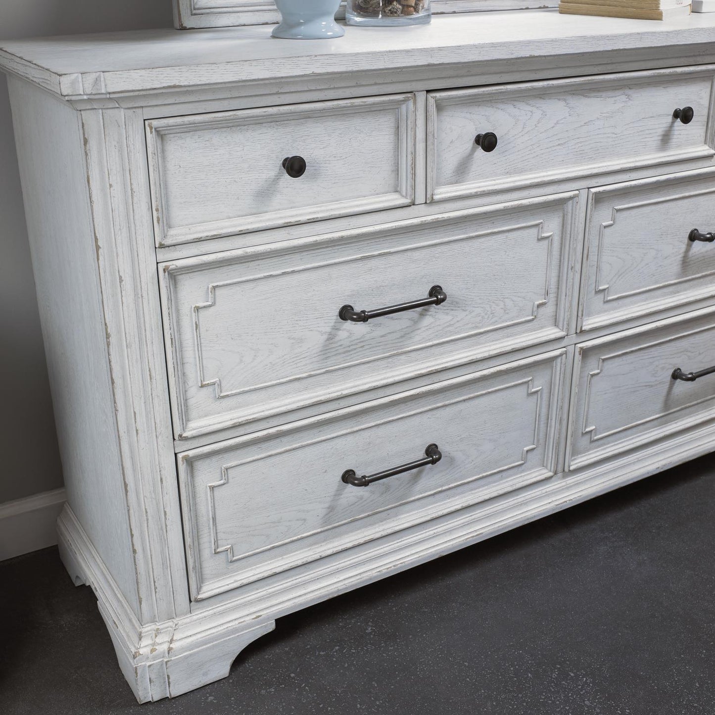 Clara 4 Pc Distressed White Finish Bedroom Set