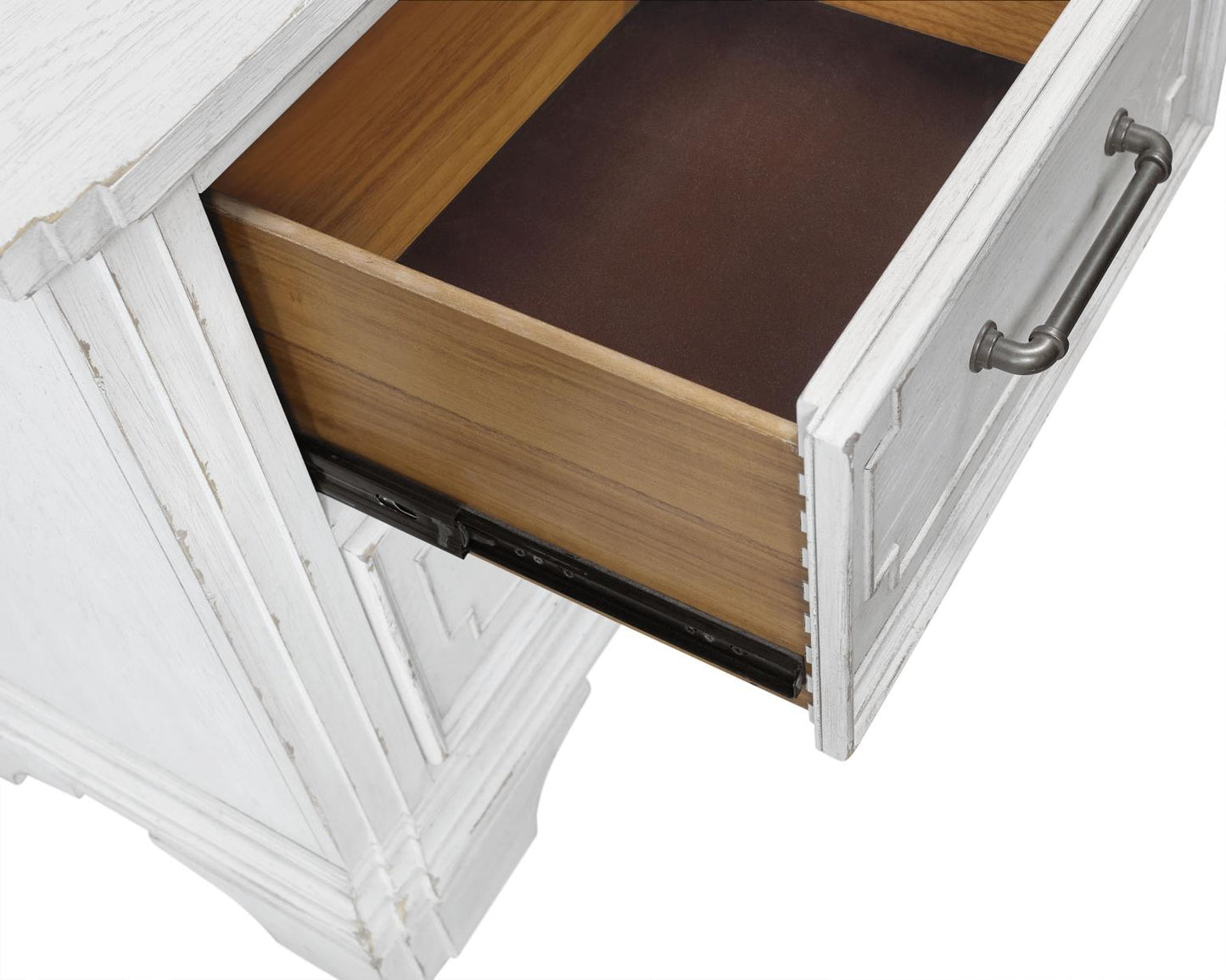 Clara 4 Pc Distressed White Finish Bedroom Set