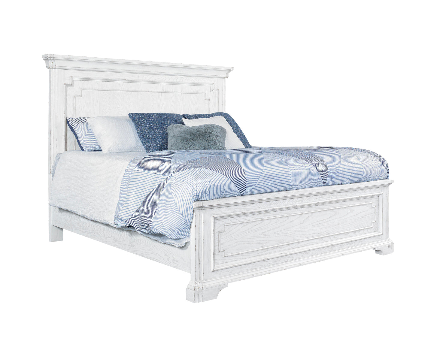 Clara 4 Pc Distressed White Finish Bedroom Set