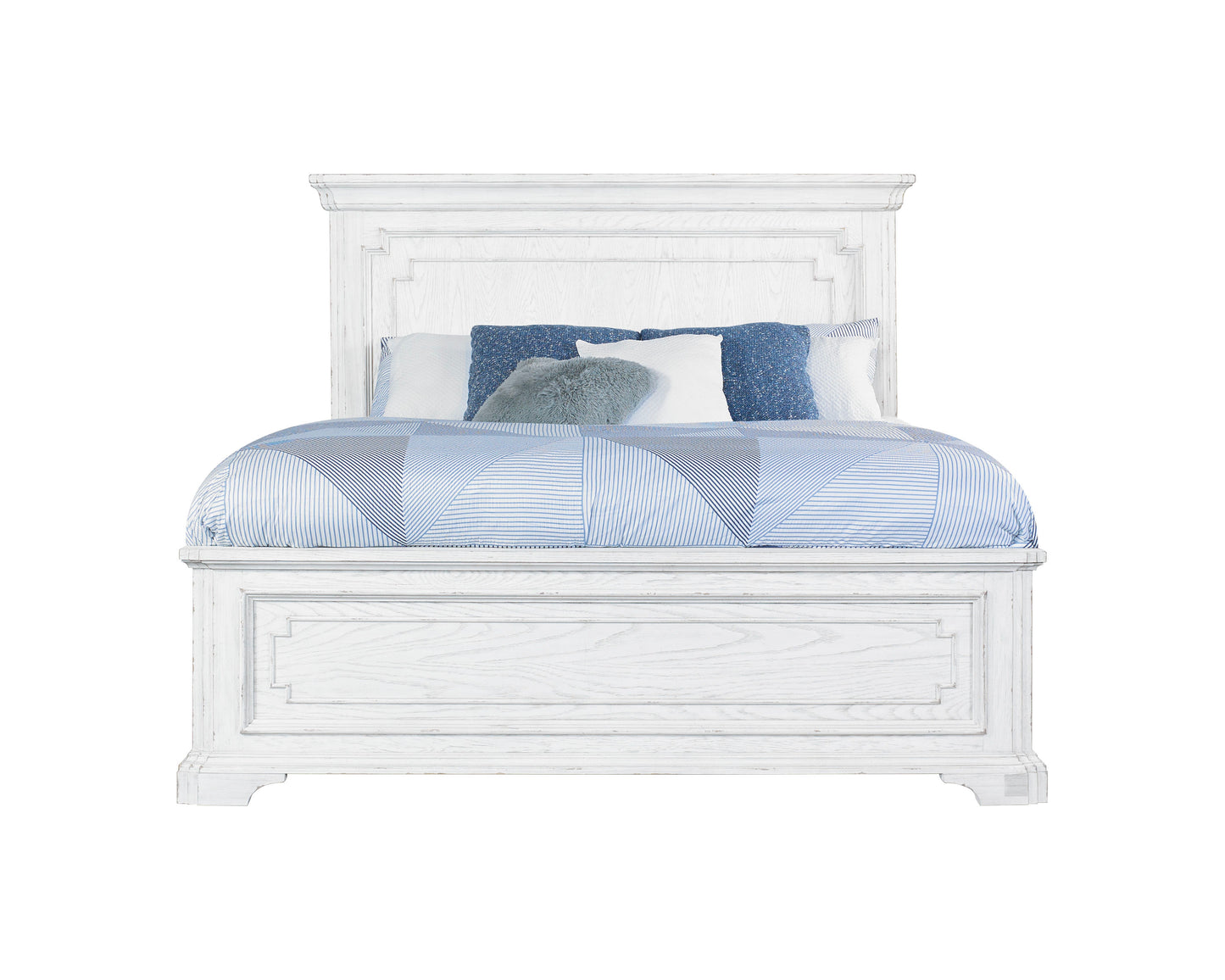 Clara 4 Pc Distressed White Finish Bedroom Set