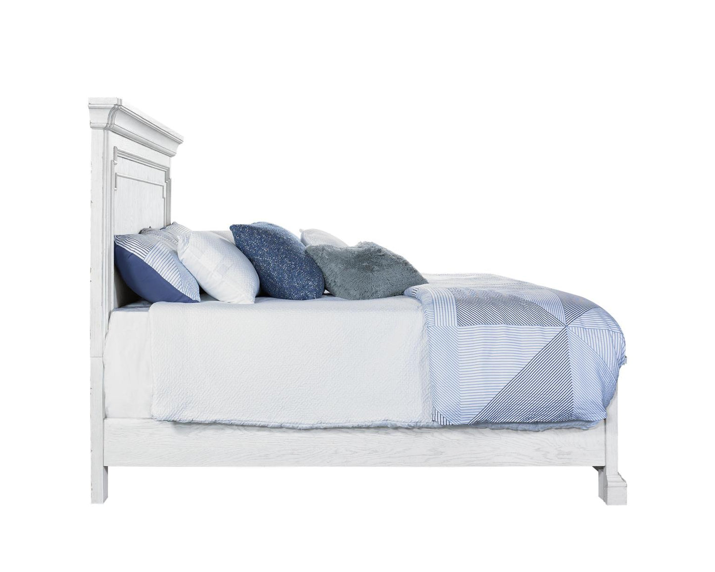 Clara 4 Pc Distressed White Finish Bedroom Set