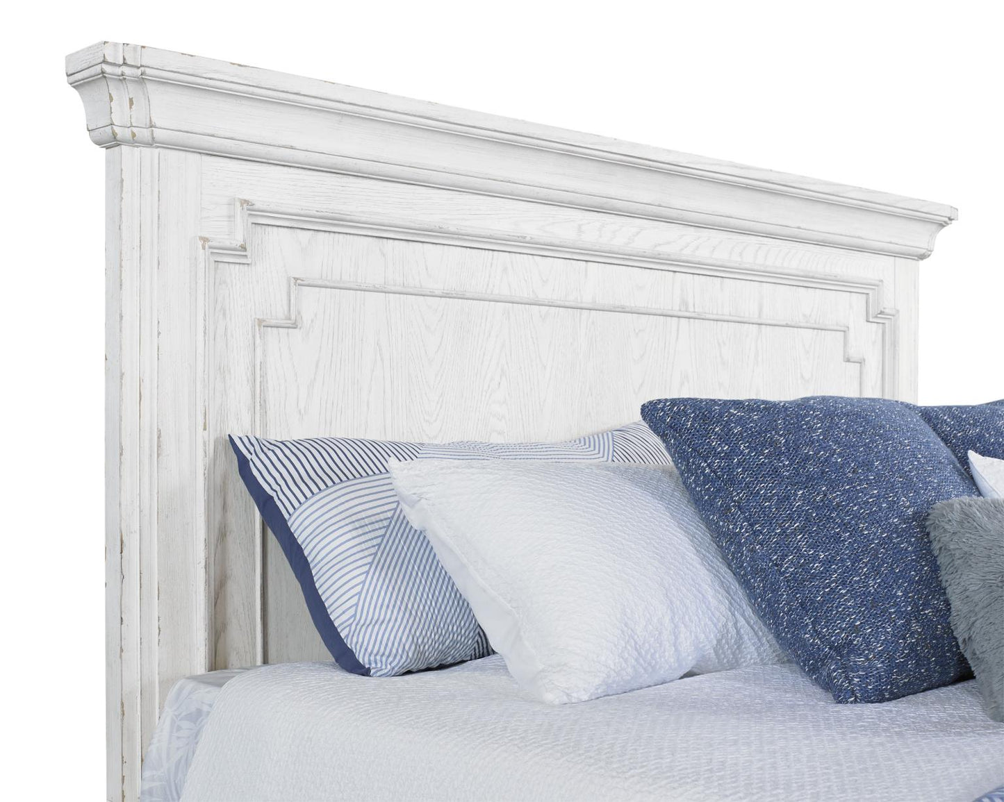 Clara 4 Pc Distressed White Finish Bedroom Set