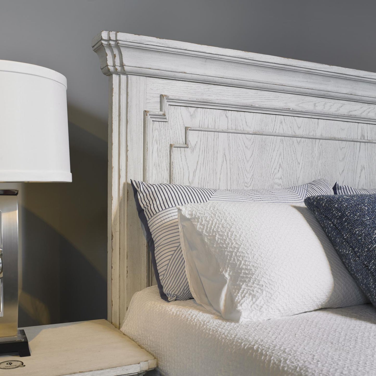 Clara 4 Pc Distressed White Finish Bedroom Set