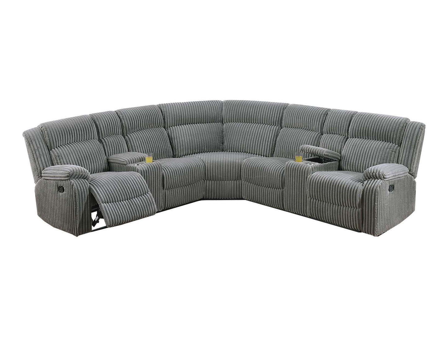 Poundex F8127 Smoke 3 Pc Motion Sectional